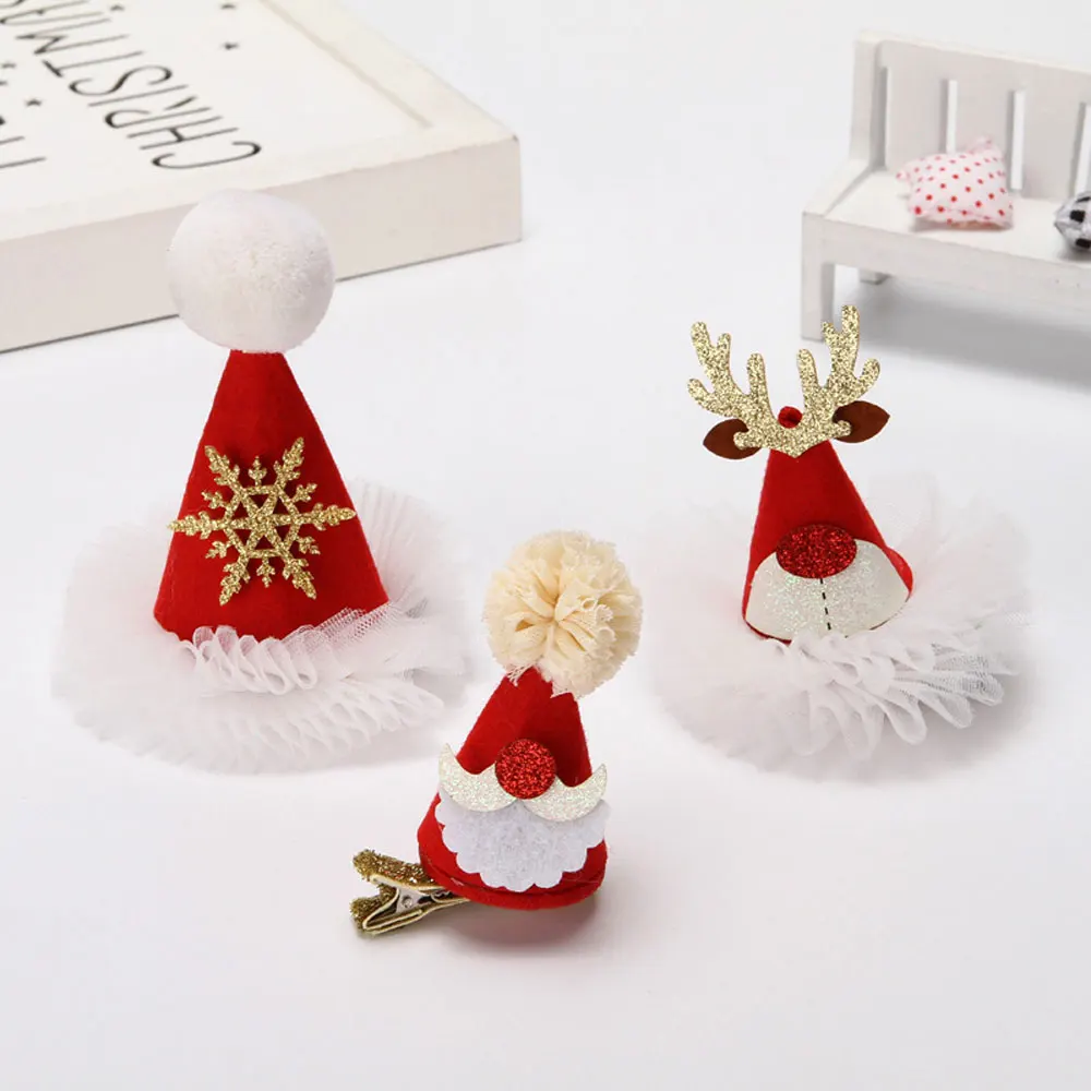 

2021 New 1PCS Christmas Hair Clips Decorations Santa Claus Girl Favourite Hair Accessories Gifts Christmas Tree Snowmen Hairpin