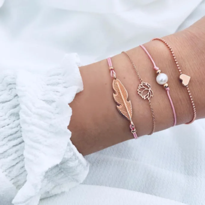 Женский золотой браслет регулируемый в стиле бохо с узлом ювелирное изделие