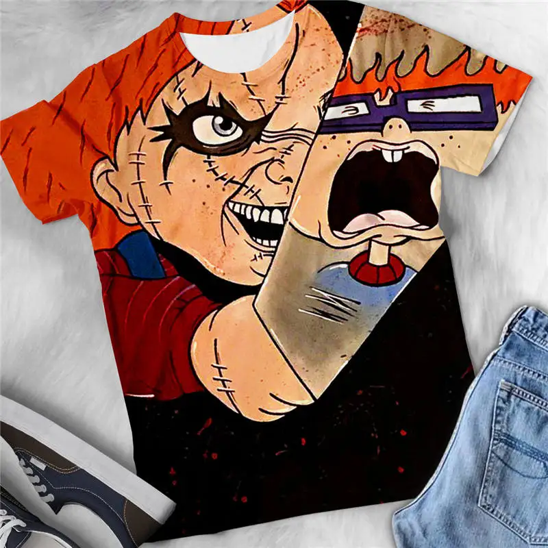 2019 летние модные футболки с рисунком из фильма ужасов Чаки мужские 3D принтом