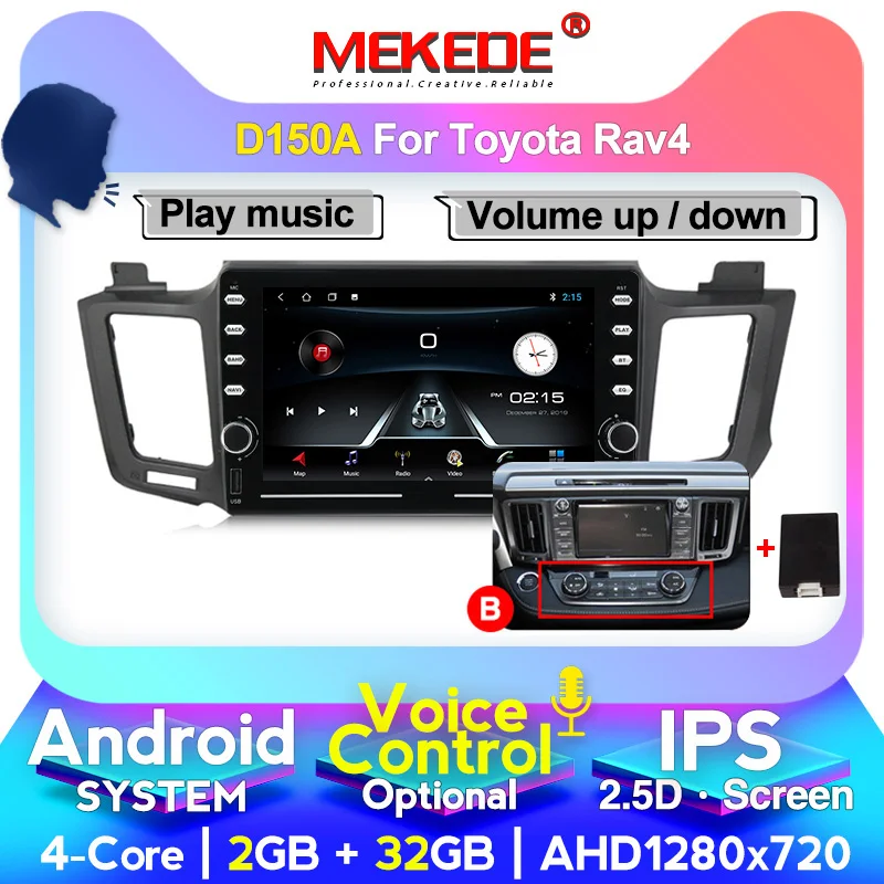 2 din Android 4 + 64G 2.5D IPS автомобильный Радио мультимедийный плеер для Toyota RAV 2013 2014 2015 2016