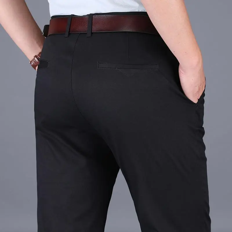

Men's plus size suit pants Solid color high-rise straight-leg business trousers Fashion casual loose stretch pants New autumn