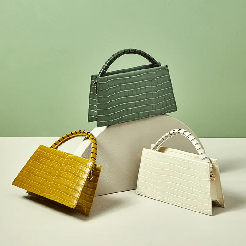 

2021 New Fashion Cowhide Crocodile Pattern Portable Messenger Bag Wild Lady Single Shoulder Square Bag Purses and Handbags Cc Gg