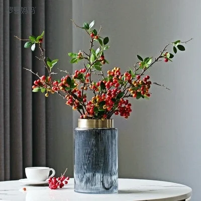 

100cm Artificial Berry Bouquet, Fruit Dead Branches, Mini Leaves,Outdoor Garden Party,Home Wedding Decoration Multi-color Fruits