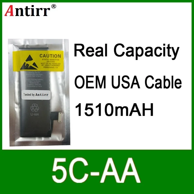 

10pcs/lot Real Capacity China Protection board 1510mAh 3.7V Battery for iPhone 5C zero cycle replacement repair parts 5C-AA
