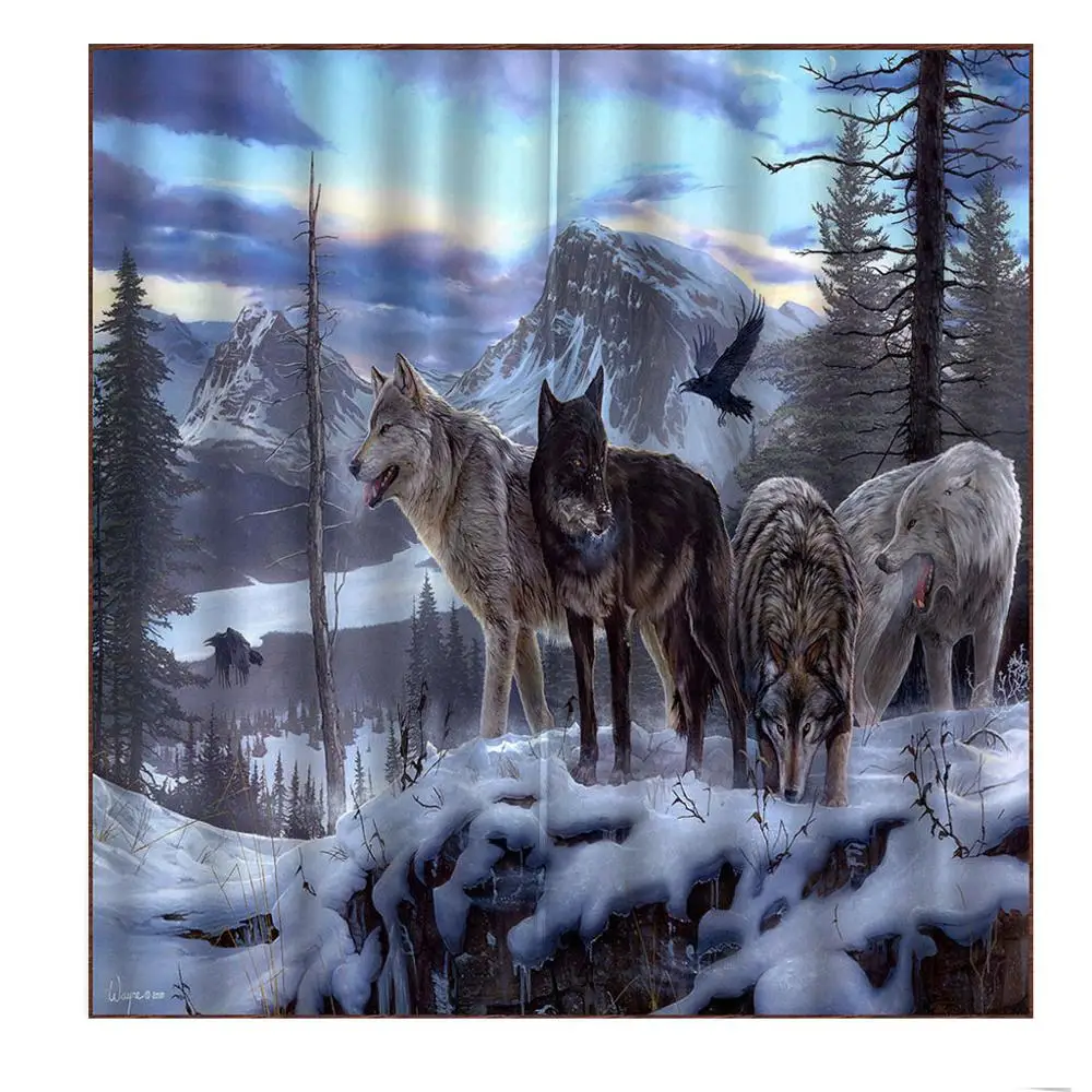 Snow curtains winter scenery curtain 3D Curtain Luxury Blackout Window Living Room blackout | Дом и сад