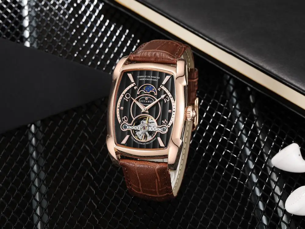 Часы OUYAWEI Мужские механические Роскошные водонепроницаемые автоматические
