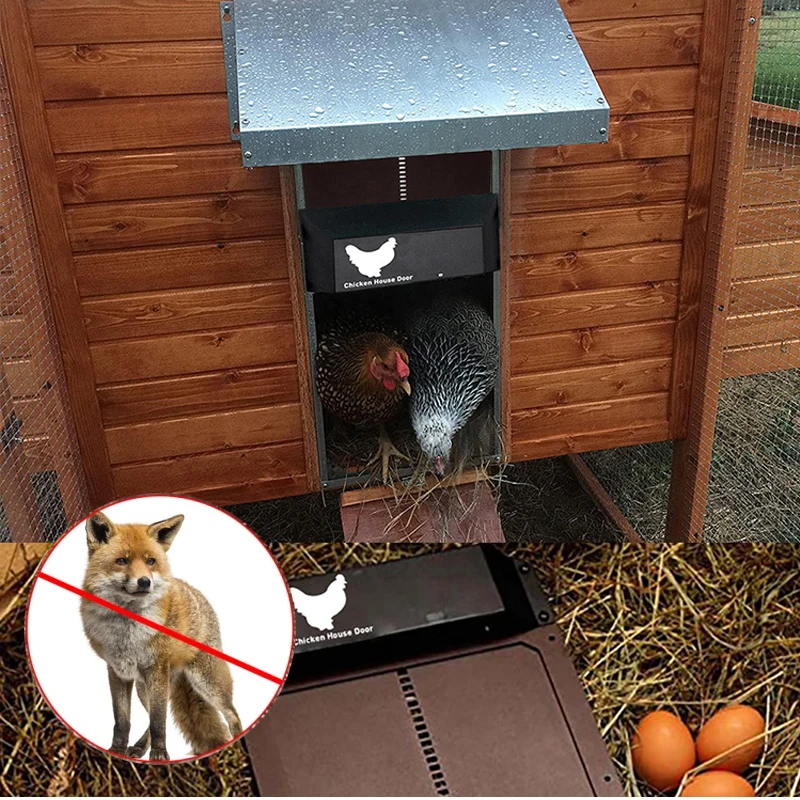 

Light-sensitive Automatic Chicken Coop Door Pet Door House Farm Waterproof Chicken Coop Door Magnetism Opener Watering Supplies