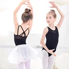 Балетное трико для девочек, платье-пачка розового и черного цвета, Сетчатое танцевальное трико, юбка-пачка, майка, балетная танцевальная одежда