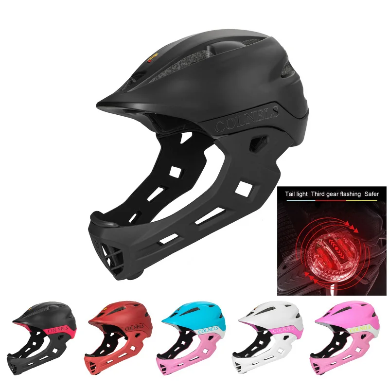

Children Cycling Helmet with Taillight Full Face Detachable Kids Helmet MTB Downhill Bike Helmet Sports Safety bicycle helmets
