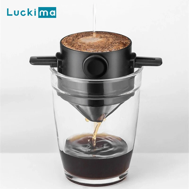 Pliable Filtre À Café Portable en Acier Inoxydable Réutilisable Coffee Dripper Cône 