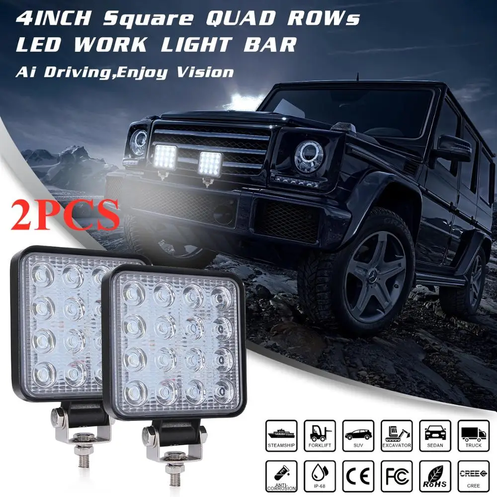 

16 Светодиодный 48 Вт Светодиодный светильник бар квадратный Точечный светильник 12V 24V 4x4 внедорожный светодиодный бар для внедорожников 4WD ав...
