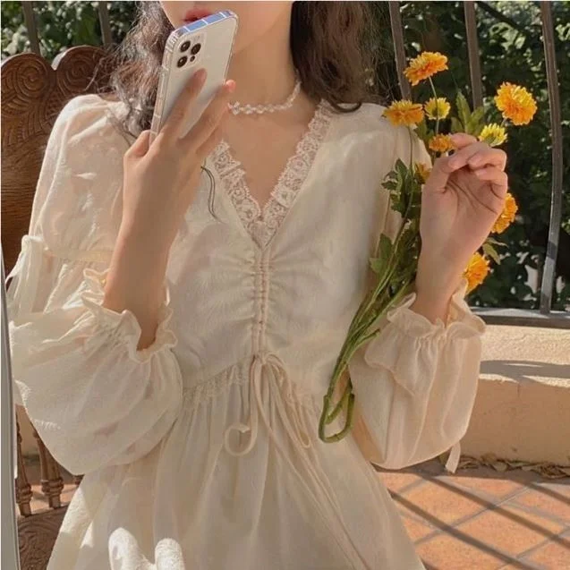 

CMAZ Artistic French Style Fairy Dress Super Fairy Dress First Love Long