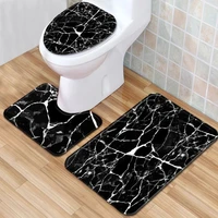 3 piecesset marble pattern bath mat contour pedestal rug lid toilet cover carpet bathroom set