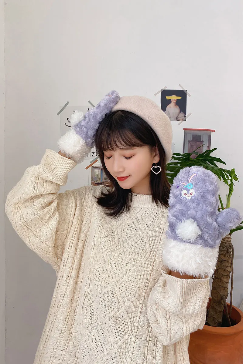 Плюшевые зимние перчатки для девочек с рисунком Duffy Bear Friends stellalou Rabbit shelliemei Gelatoni