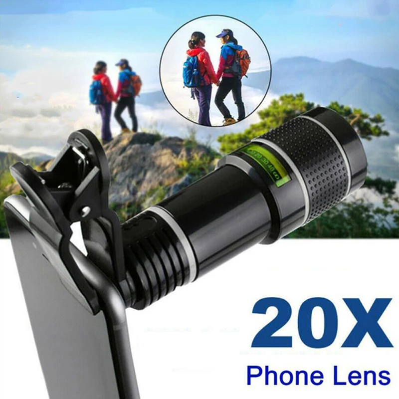 

20x Zoom HD Universal Smartphone Optical Camera Monocular Camping hunting Sports Telephoto Clip Telescope Lens