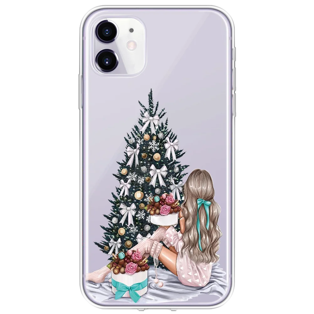 0csdzuo Merry Christmas Черный Коричневый чехол для девочки супер мама для TPU iPhone 11 Pro Max XR XS X XS Max 6 5se 7 8 Plus чехол новогодний чехол - Цвет: 0csdzuo