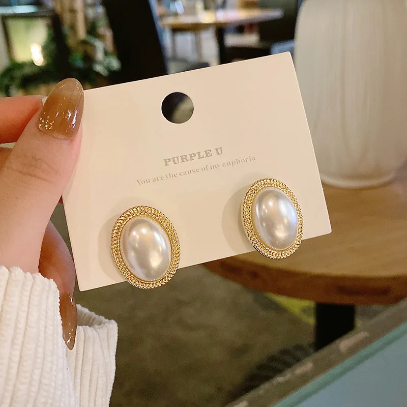 

S925 Silvers Needle Fashion Retro Large Pearl Earrings 2021 New Temperament Korean Wholesale Jewellery Earring Hanging Female