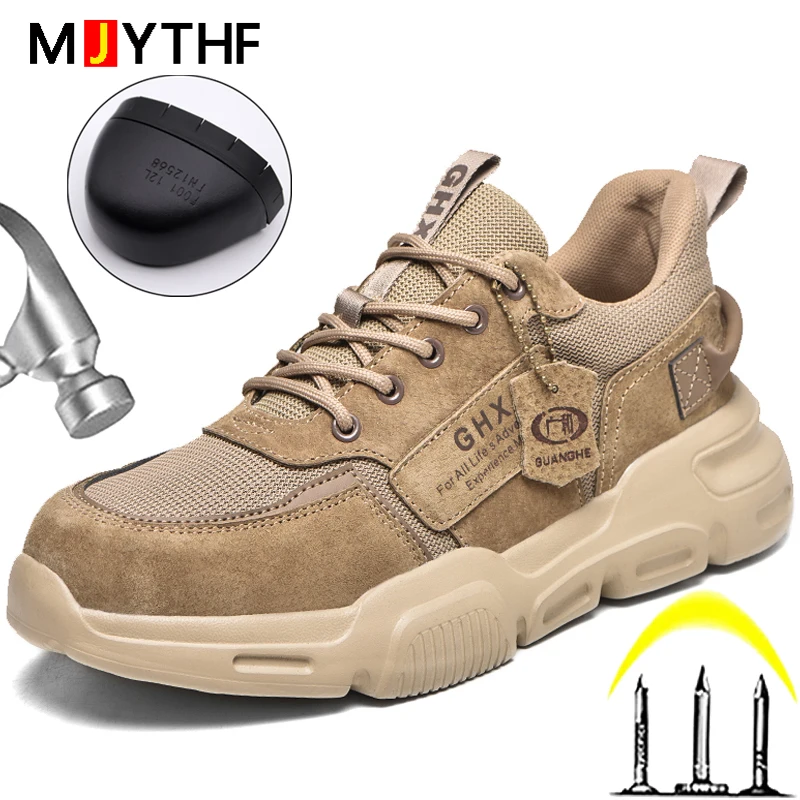 2022 Work Safety Shoes Steel Toe Anti-puncture Indestructible Men Boots Kevlar Insole Anti-smash Work Sneakers Protective Shoes