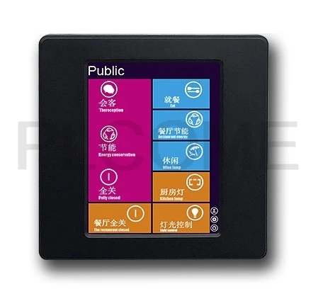 Plastic Black Тачпад 86*86 сенсорный экран 3,2 дюймов TFT цветной UI дизайн для умного дома светодиодный светильник Диммер релейный модуль RS485 для CRESTRON AMX - Цвет: Plastic Black