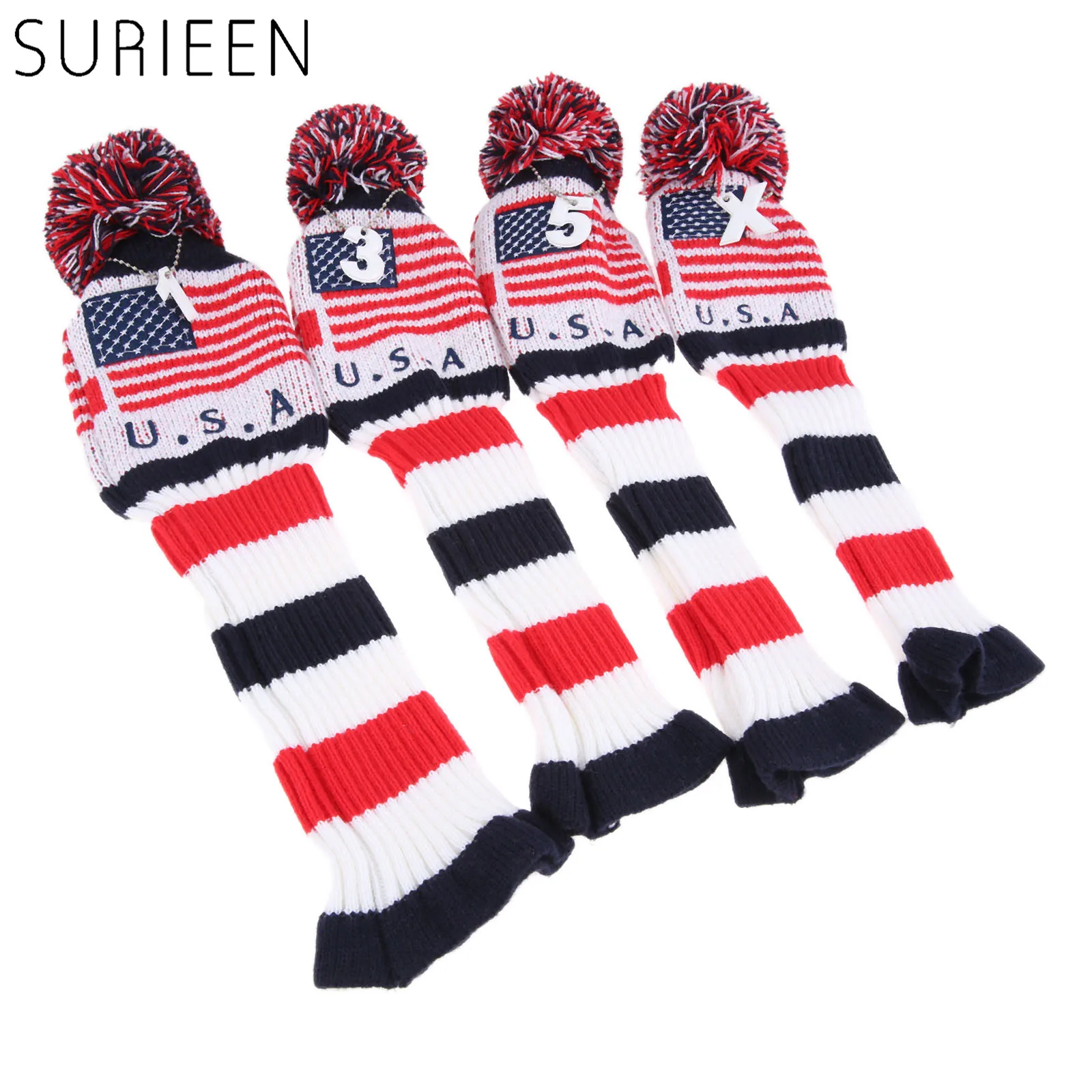 Headcovers Golf Wood Club Head Covers Protect Set With Number 1,3,5,x Flag Style For Titleist/callaway Driver
