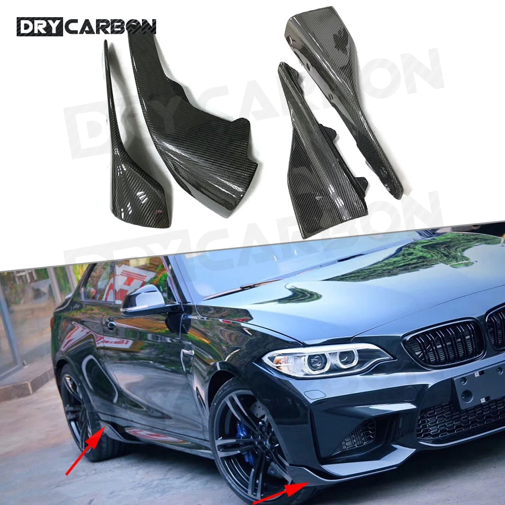 Carbon Fiber Front Bumper Splitters Side Cupwings Flaps Winglets for BMW F87 M2 2 Series Base Coupe 2-Door 2016-2021 Car Styling