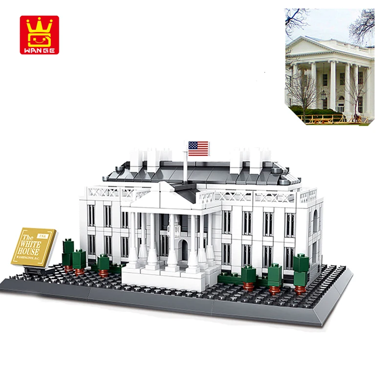 Новый WANGE 7018 архитектурный американский белый дом из города набор строительных