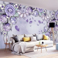 custom photo wallpaper european style luxury 3d stereo purple flower jewelry mural living room background wall papel de parede