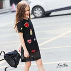 Платье для девочек летнее шифоновое черное платье с расклешенными рукавами для девочек-подростков 8, 9, 10, 11, 12, 14 лет, повседневная одежда для девочек-подростков