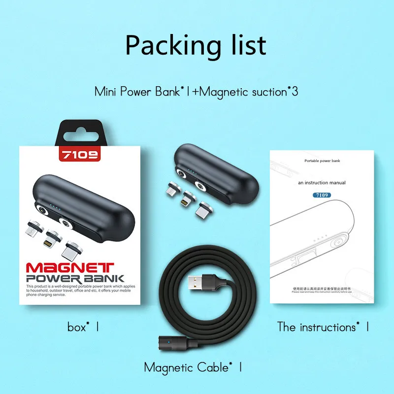 

For MagSafe Power Bank 2600mAh 3 In 1 Portable Mobile Power Supply For iPhone 12 Mini Pro Max Xiaonmi Magnetic Wireless Charger