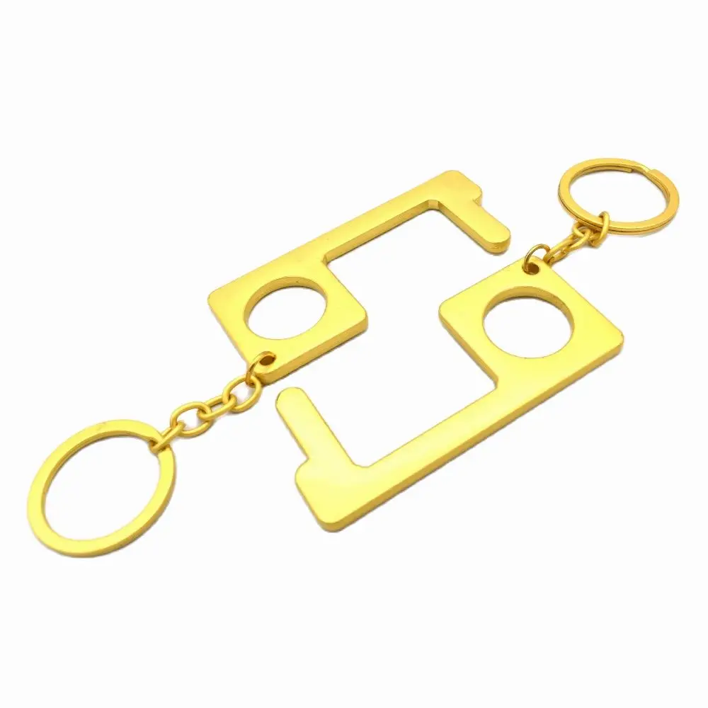 Золотая открывалка для двери с кольцом ключей Бесконтактный антимикробный