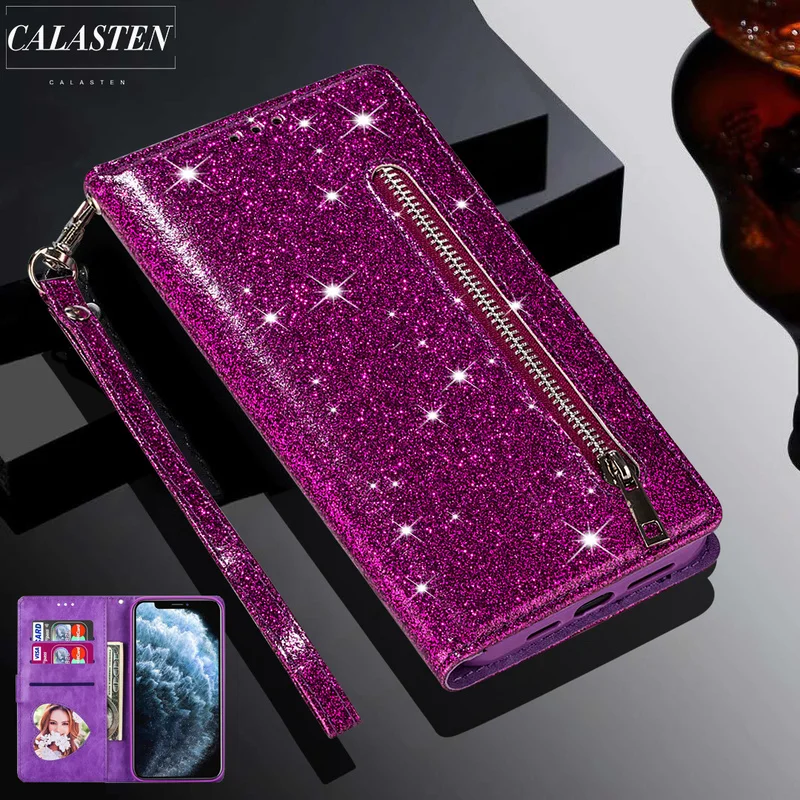 

Glitter Case For Xiaomi Redmi 9 9A 8 Note 11 10 9 ProMAX 8 7 Luxury Leather Flip Stand Wallet Case For Xiaomi Mi 11 10 9 Phone