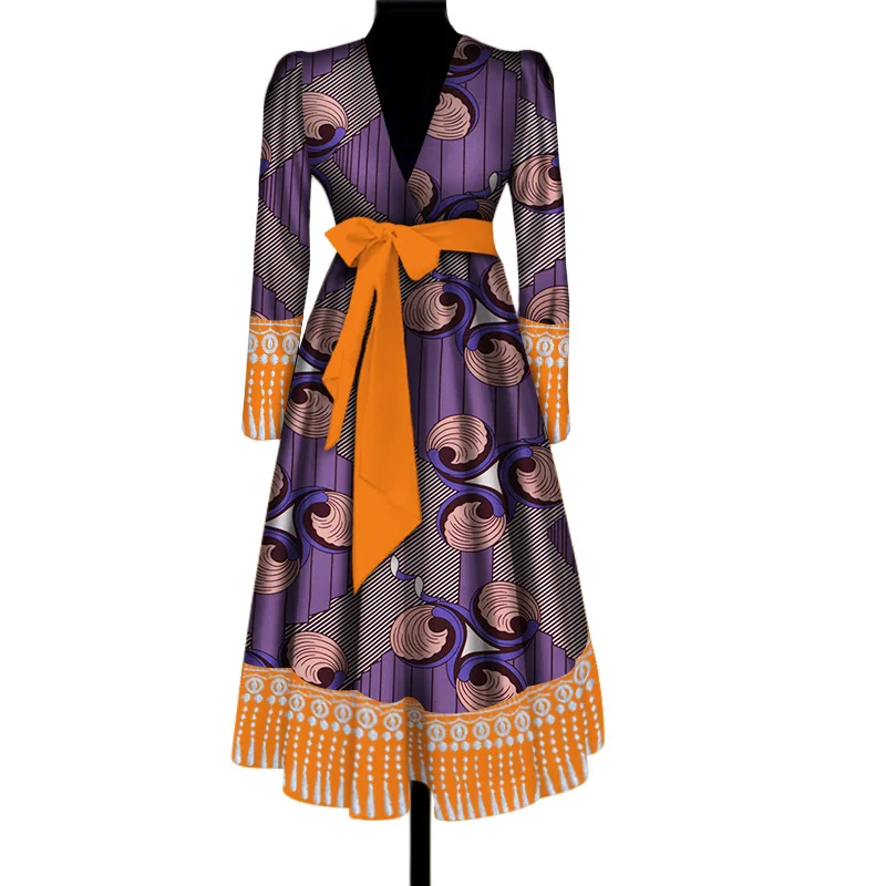 Женское платье с кисточками поясом в африканском стиле|Африканская одежда| |