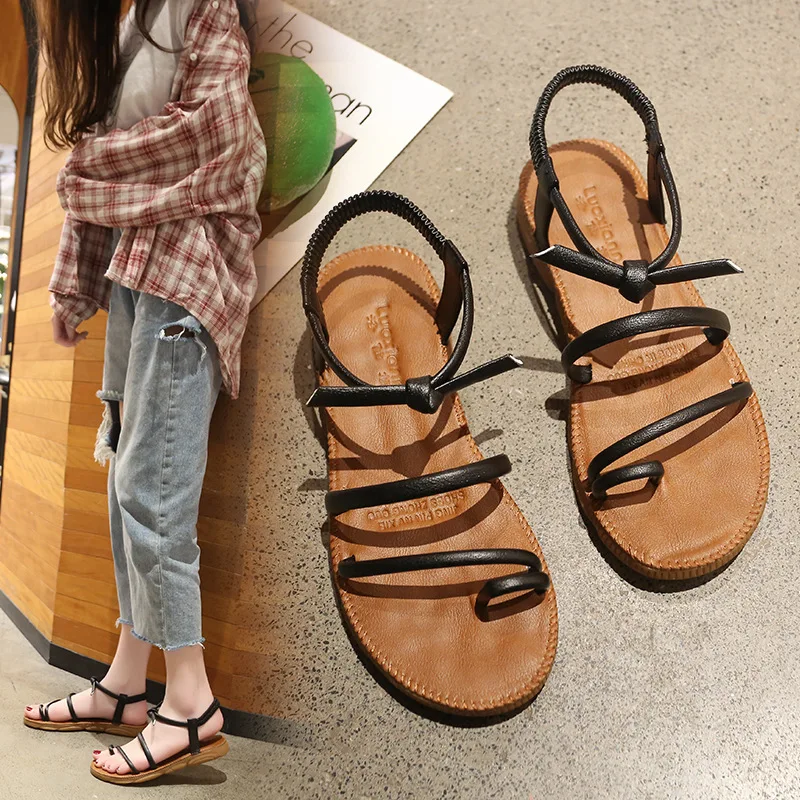 Женские босоножки летняя обувь женские сандалии на плоской подошве римские с