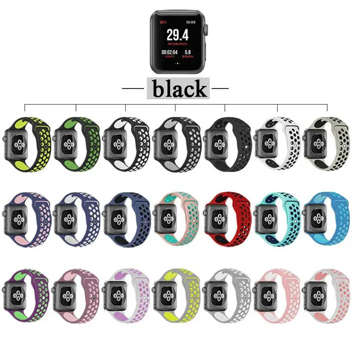 Спортивный ремешок для часов для apple watch группа 4 5 44 мм 40 мм, 42 мм, 38 мм, версия наручных часов iwatch, браслет series 5/4/3/2/1 силиконовый ремешок для часов с резиновой лентой