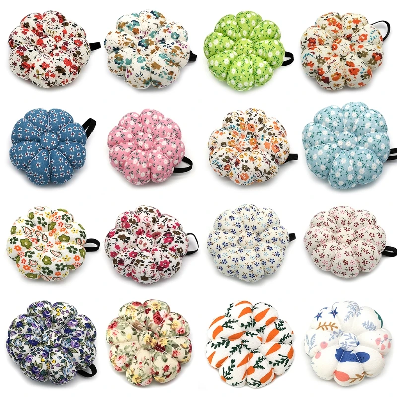 

Lovely Pumpkin Shaped Needle Pin Cushion Pincushion Elastic Wrist Strap Band Mat X4YE