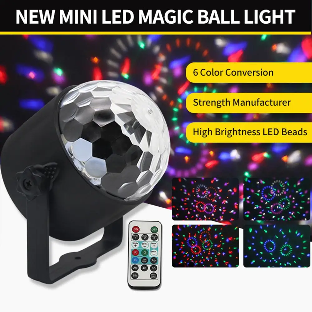 

LED Crystal Magic Ball Stage Lights Voice Control Colorful Party Decor Lamp