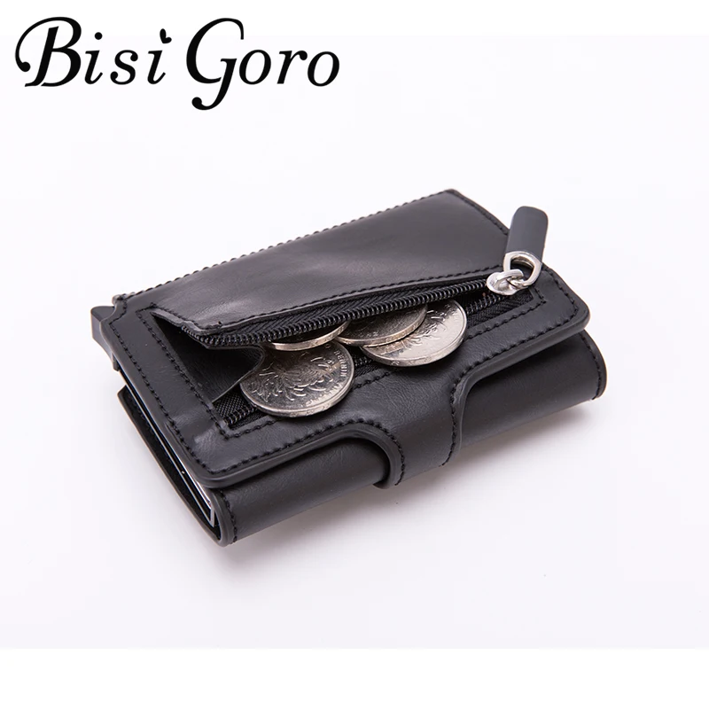 

BISI GORO 2021 модный новый кошелек RFID Предотвращение PU кожаный винтажный держатель карт мужской и женский кошелек углеродное волокно кошельки Ч...