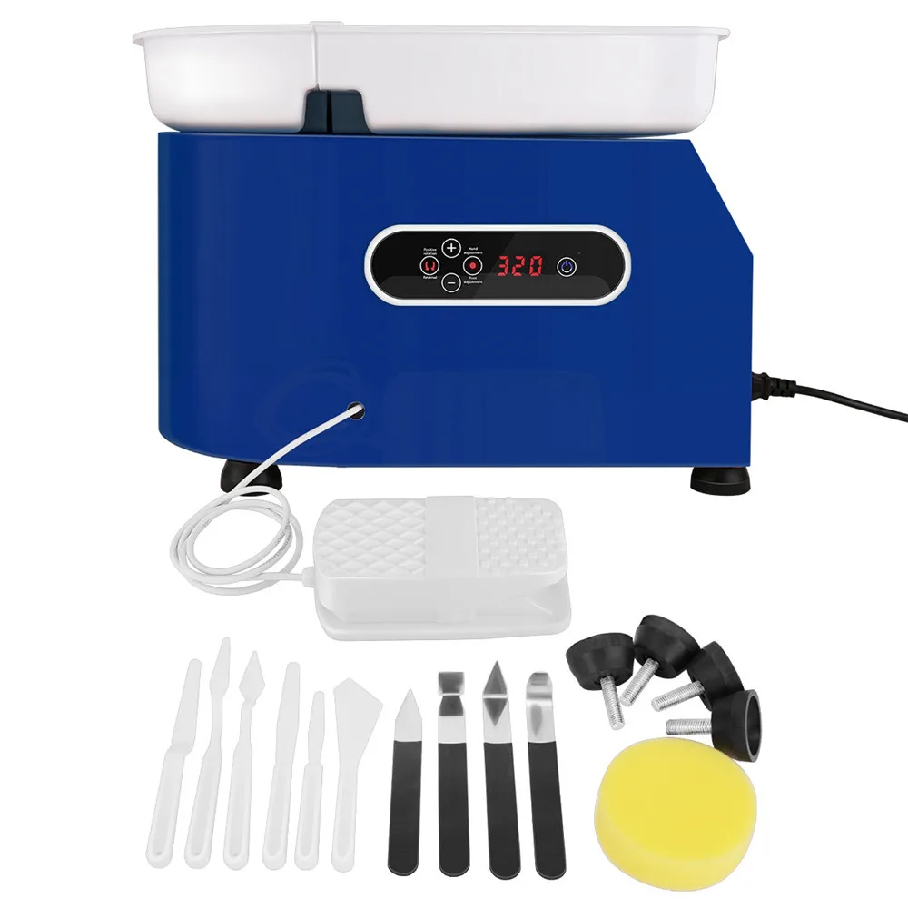 M&aacute;quina formadora de cer&aacute;mica, rueda de cer&aacute;mica de 350W y 25cm con pies ajustables, Pedal de palanca para trabajo de cer&aacute;mica, artesan&iacute;a art&iacute;stica de arcilla DIY-2