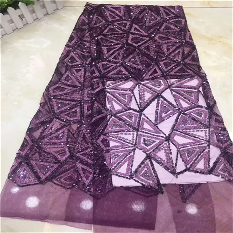 2019 Высокое качество Французский нигерийский Фиолетовый Тюль с блестками