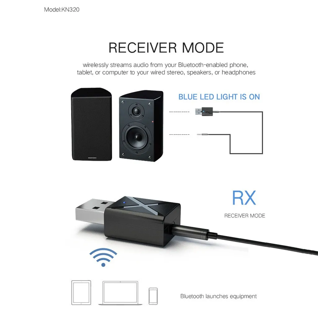 USB Bluetooth 5 0 передатчик приемник мини стерео AUX RCA разъем 3 мм для ТВ ПК автомобильный