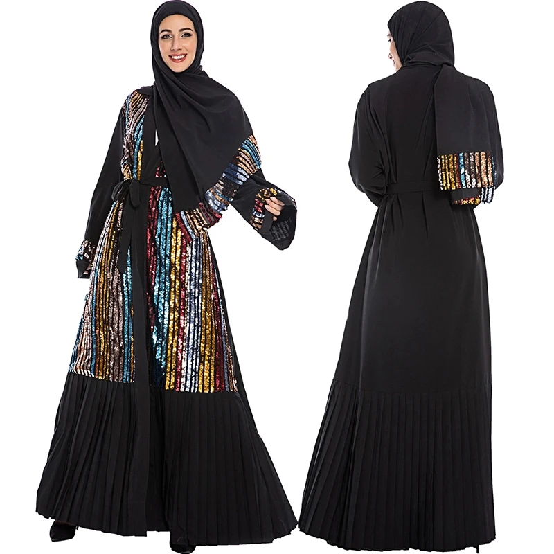 Мусульманское кимоно с блестками абайя хиджаб платье кафтан одежда для женщин
