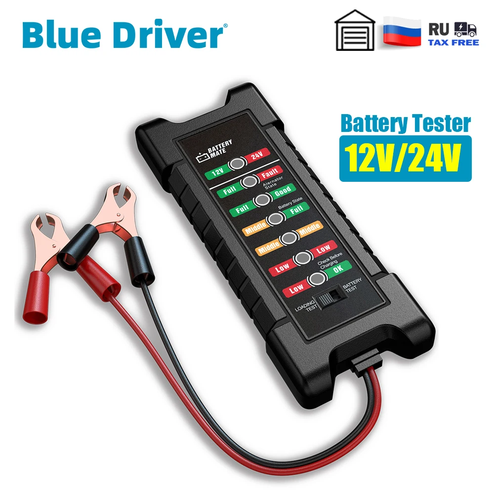 

Blue Driver 12V 24V Car Battery Tester for Truck with Loading Test Battery Check Diagnostic Tool