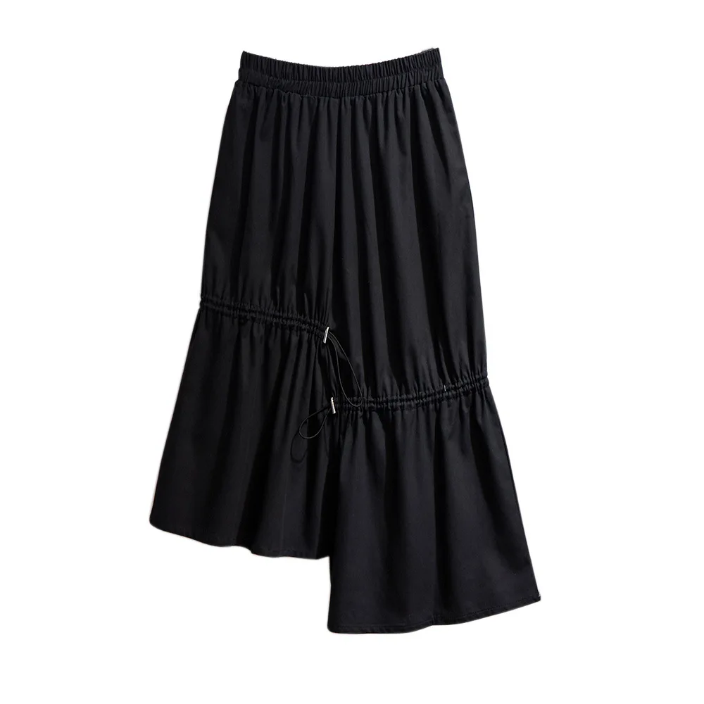 

New 2021 summer plus size long skirt for women large casual loose irregular cotton pleated skirts black green 4XL 5XL 6XL 7XL