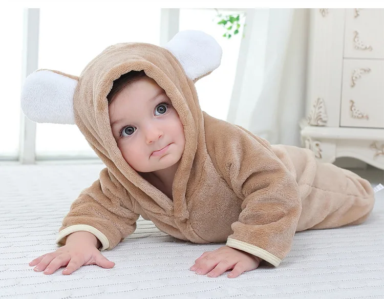 Зимняя одежда для новорожденных фланелевая унисекс с капюшоном мальчиков