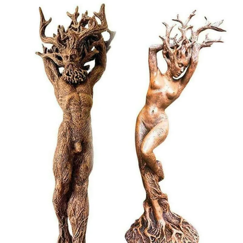 Парная Статуэтка богини леса садовая скульптура поделки украшения зеленое