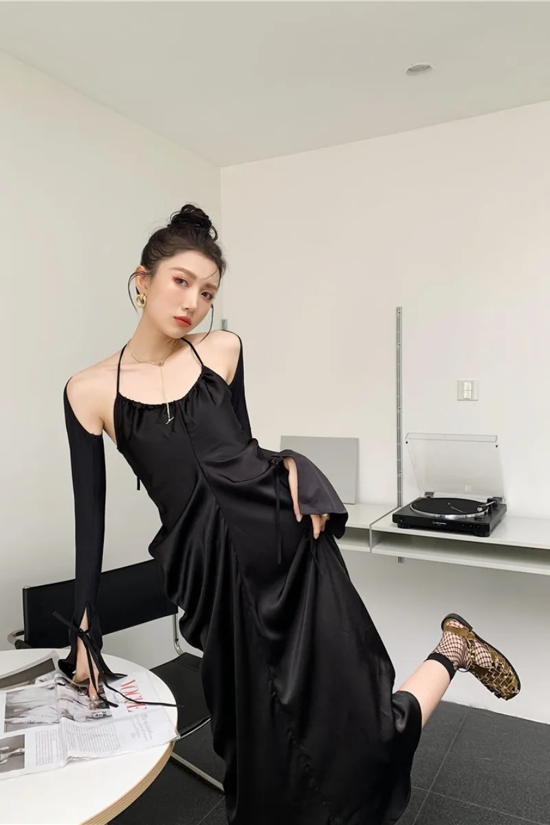 

VANOVICH Fashion Women Dress Sexy Temperament Summer New 2021 Ladies Dress Halter Sweet Solid Color Women Clothing