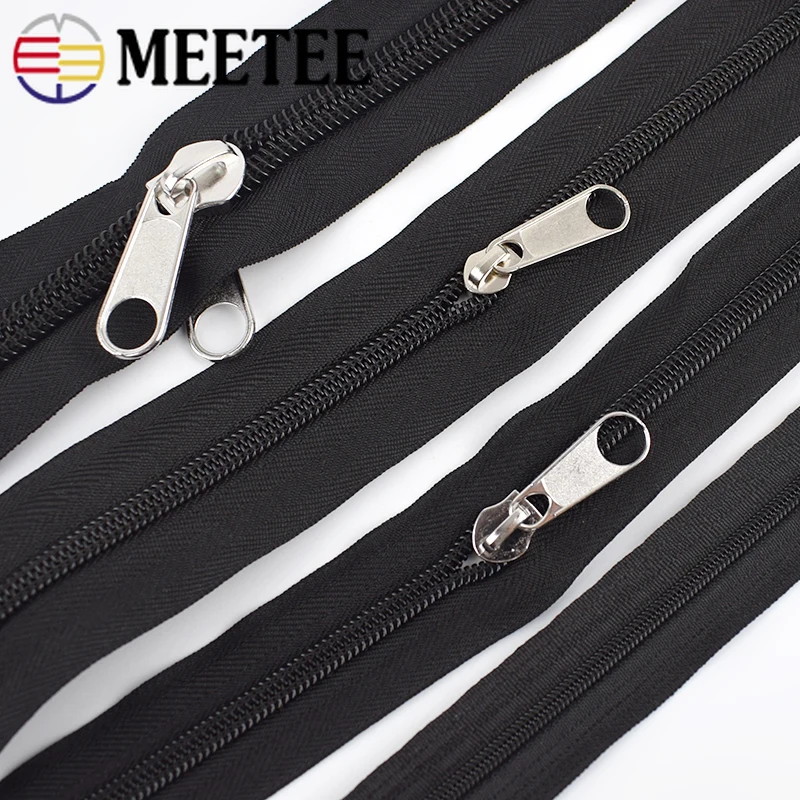 

5/10Meters 3#5#8#10# Black Nylon Coil Zippers In Roll with Sliders for Luggage Bags Tent Zip Repair Sewing Accessories Craft