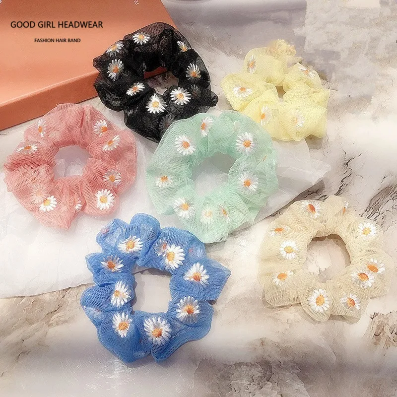 Летняя сетчатая шифоновая резинка с цветами для женщин и девушек эластичная