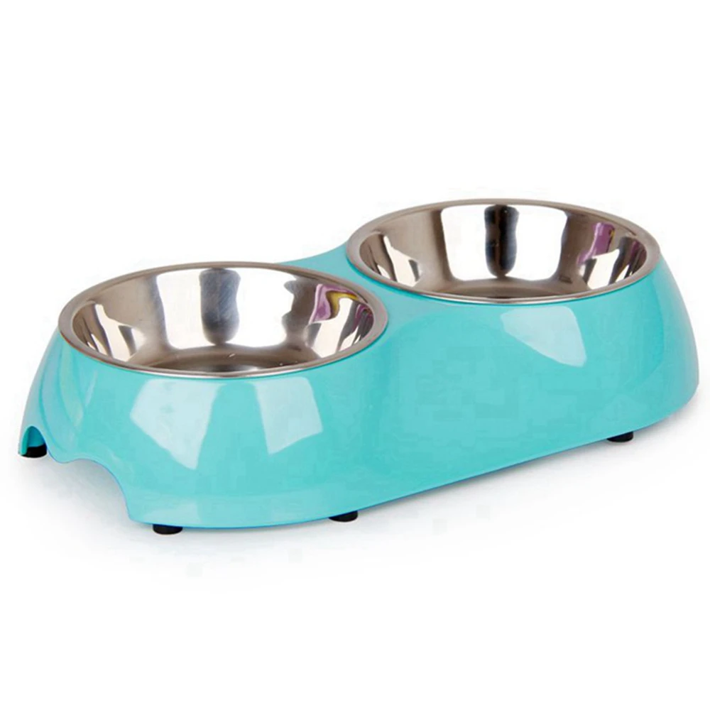 Меламиновая двойная миска для домашних животных из нержавеющей стали собак