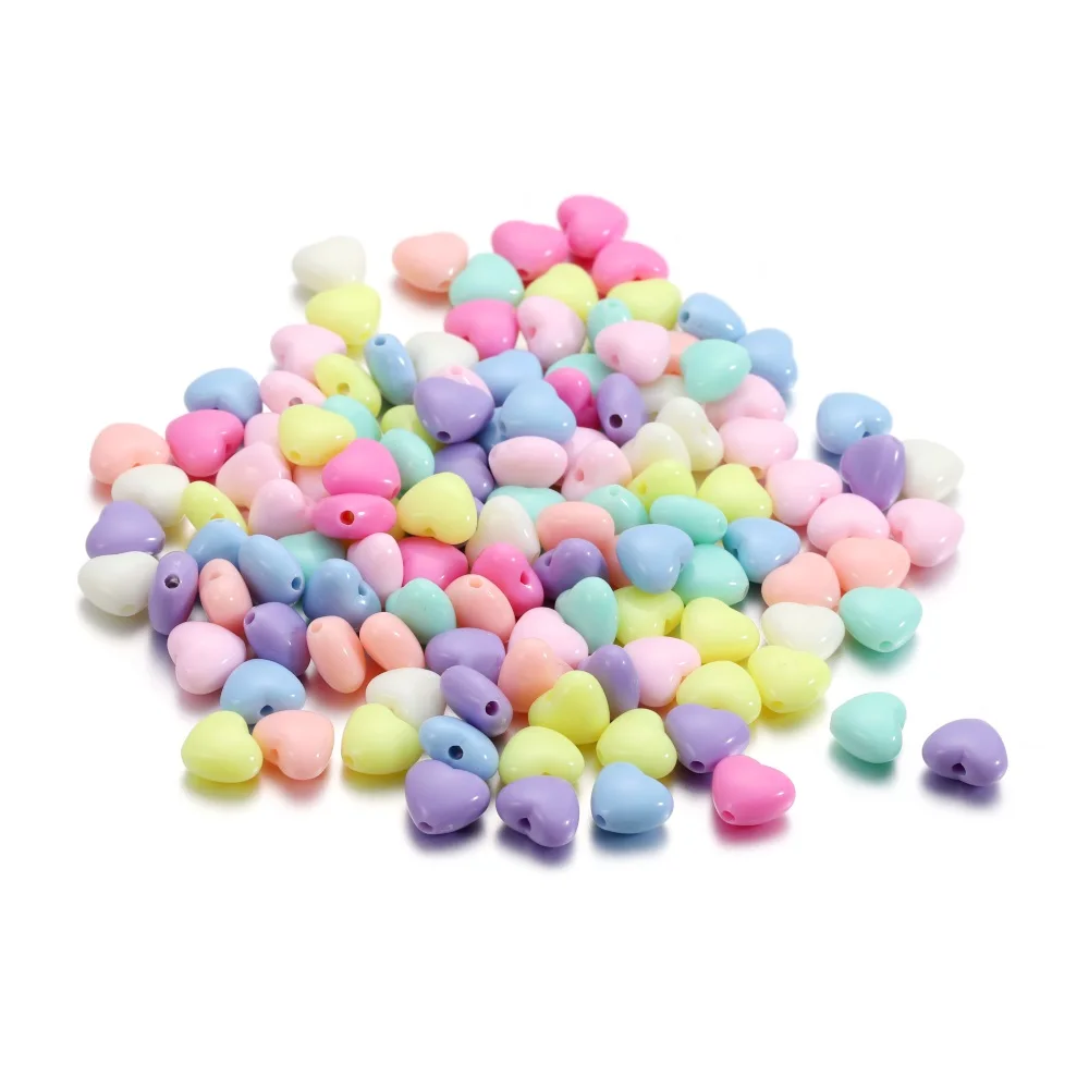 

100pcs/lot Acrylic Heart Shape Spacer Beads Charm Bracelet Earrings Loose Beads For DIY Jewelry Making Supplies Accessories